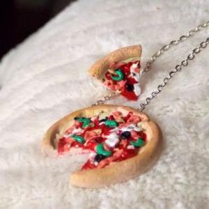 Friendship Necklace - Food Jewelry - Pizza..