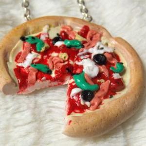 Friendship Necklace - Food Jewelry - Pizza..